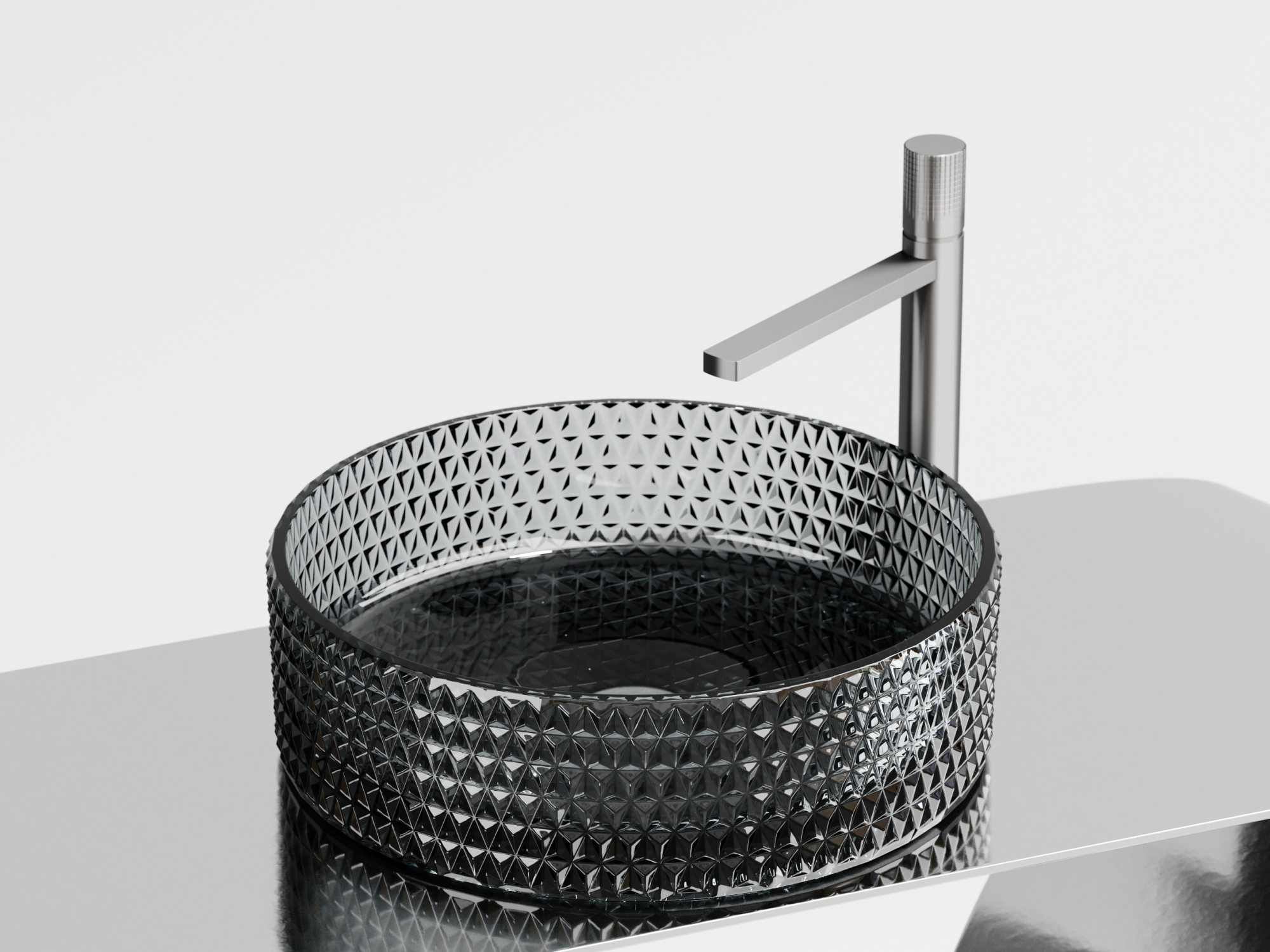 Раковина накладная круглая Ceramica Nova Cristal CN6060 стекло цвет черный