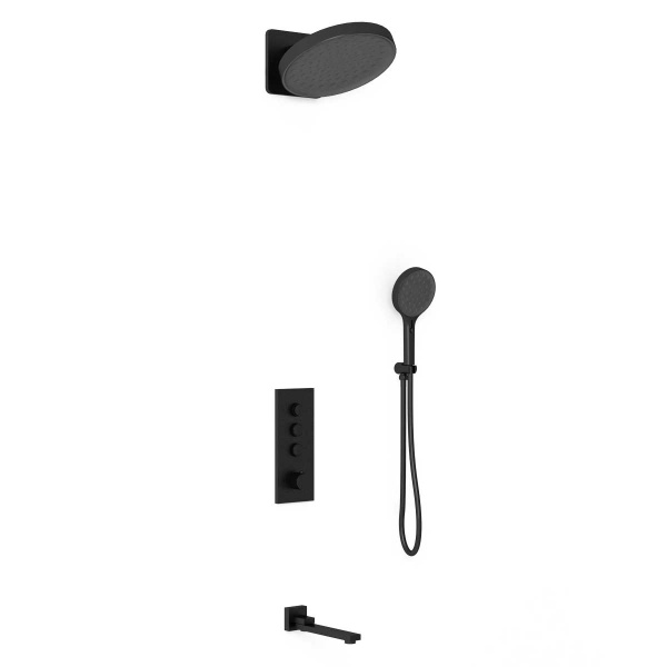 Душевая система со смесителем Vincea  VSFW-433TI3MB монтаж встраиваемая в стену с термостатом матовый черный