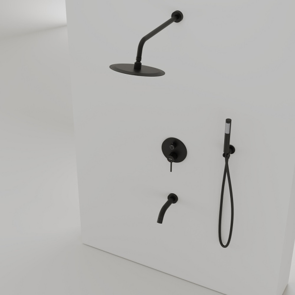 Душевая система со смесителем Sancos Select SC3004MB монтаж встраиваемая  в стену без термостата черный матовый
