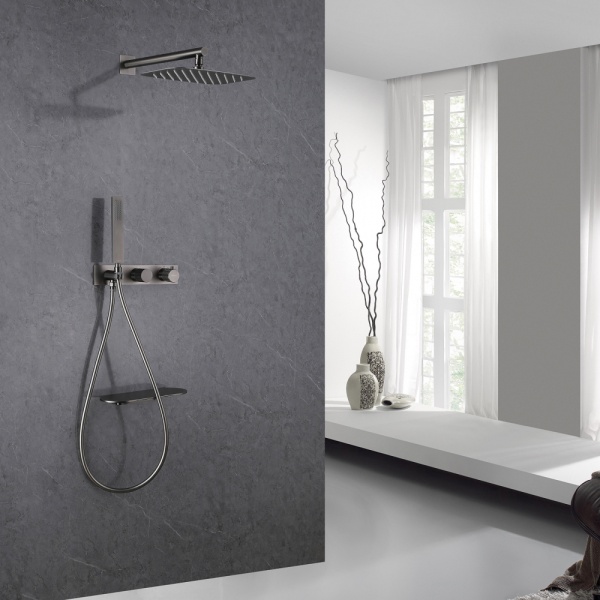 Душевая система со смесителем Abber Rund AF8750NG монтаж встраиваемая в стену с термостатом никель