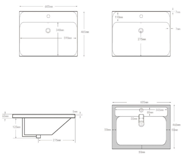 Раковина мебельная квадратная  Aquanet Flash 00333266 керамика цвет белый