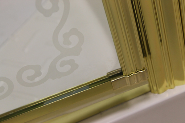 Душевая дверь Cezares Retro RETRO-A-B-1-90-CP-G-L 90 см стекла с узором прозрачные, профиль золото