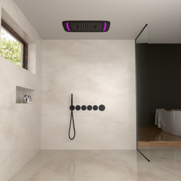 Душевая система со смесителем Timo Saona SX-2319/03SM монтаж встраиваемая в стену с термостатом черный