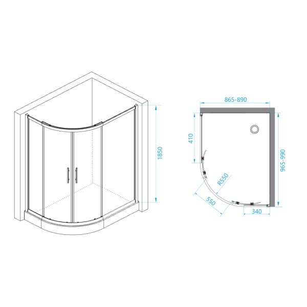 Душевой угол RGW Passage PA-61 41086190-11 ассиметричный 100x90 стекла прозрачные, профиль хром