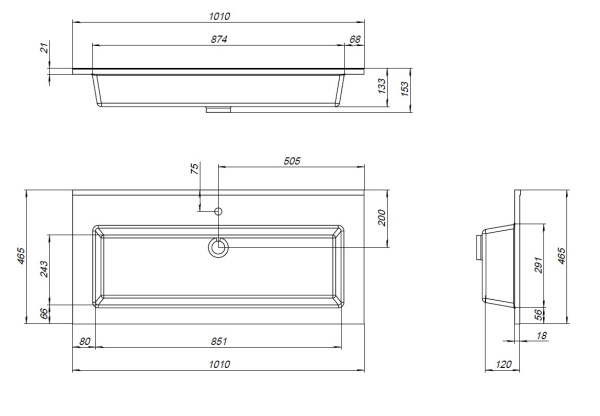 Раковина мебельная прямоугольная Aquanet Текла 00328016 литьевой мрамор цвет белый