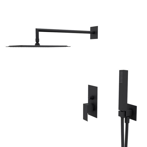 Душевая система со смесителем Cezares Porta PORTA-DSIPQ-30-NOP монтаж встраиваемая  в стену без термостата черный матовый