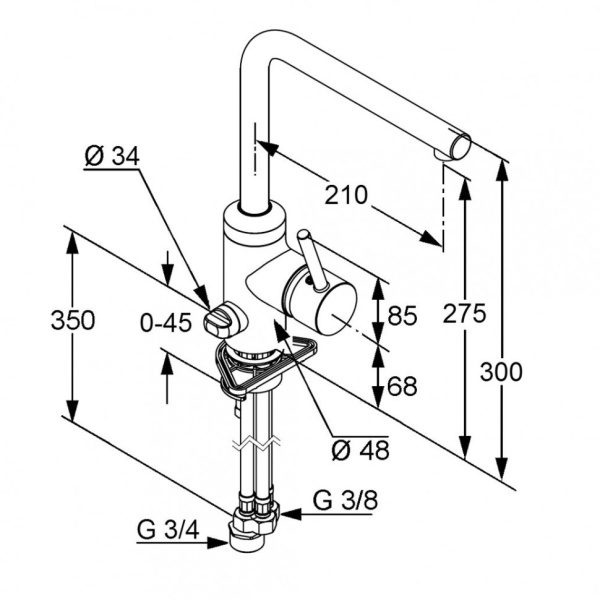 Смеситель для кухни Kludi L-ine 428160577 без подключения к фильтру хром