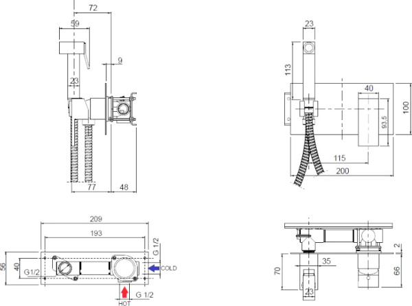 Гигиенический душ Cezares Unika UNIKA-DIF-01  