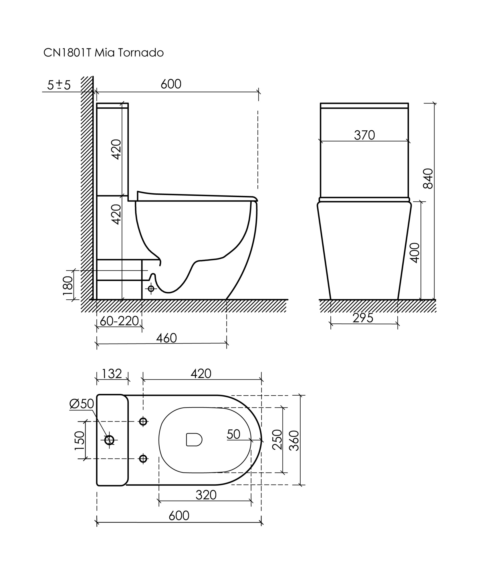 Бачок напольного унитаза Ceramica Nova Mia CN1801T-T цвет белый