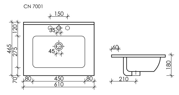 Раковина мебельная прямоугольная Ceramica Nova Element CN7001MB фарфор цвет черный матовый