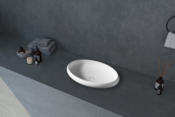 Раковина  овальная Abber STEIN AS2614 искусственный камень цвет белый матовый