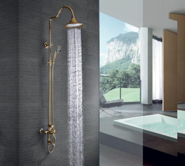 Душевая система со смесителем Lemark Greek LM5562GG монтаж настенная без термостата золото