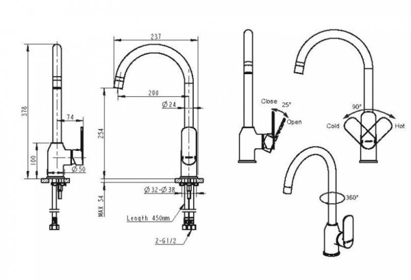 Смеситель для кухни Bravat Louise F7191183CP-RUS без подключения к фильтру хром