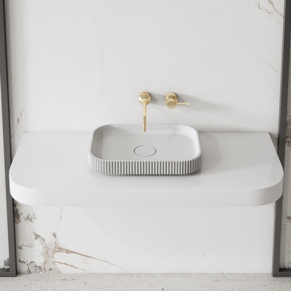 Раковина  прямоугольная Abber STEIN AS2602 искусственный камень цвет белый матовый