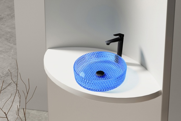 Раковина  круглая Abber GLAS AK2301DB стекло цвет синий