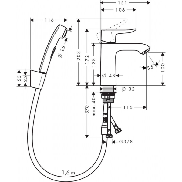 Смеситель для раковины Hansgrohe Metris 31285000 хром