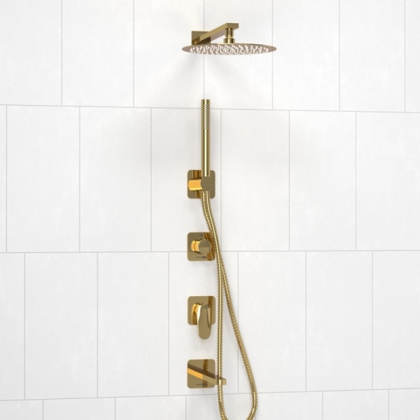Душевая система со смесителем Wasserkraft Neckar 2100 A2151.278.279.183.208.280.197.281 монтаж встраиваемая в стену без термостата золото
