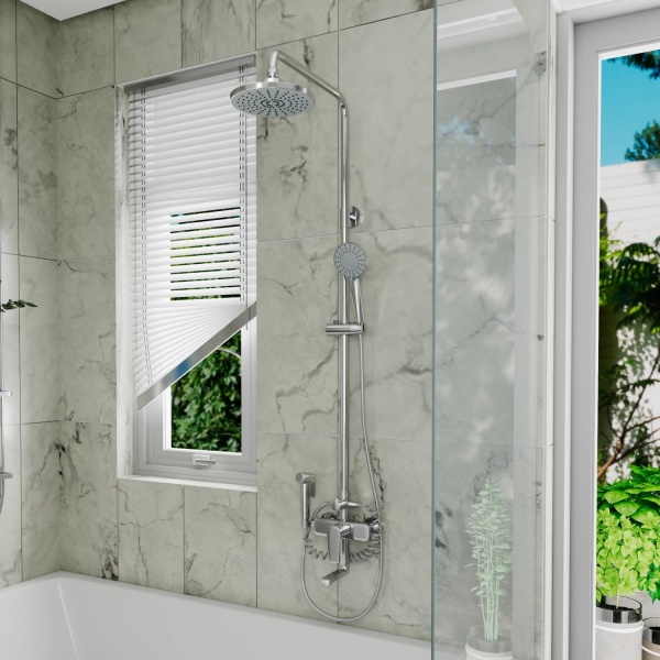 Душевая система со смесителем D&K Bayern.Furth DA1524701B18 монтаж настенная без термостата хром