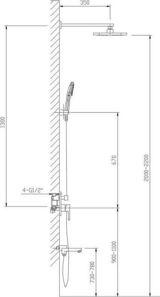 Душевая система со смесителем Timo Selene SX-3069/00SM(1013) монтаж встраиваемая в стену без термостата хром