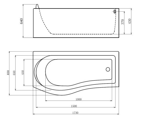 Акриловая ванна Gemy  G9010 B R 170x80