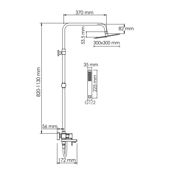 Душевая система со смесителем Wasserkraft  A177.118.103.087.CH монтаж настенная без термостата хром