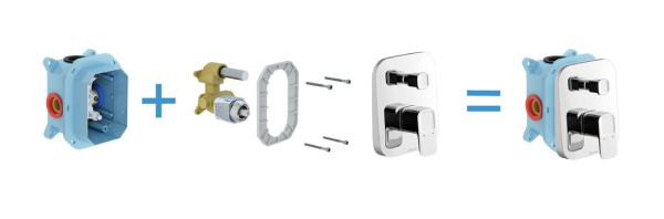 Смеситель для душа на 2 выхода Ravak 10° X070070 встраиваемый в стену 
без термостата хром