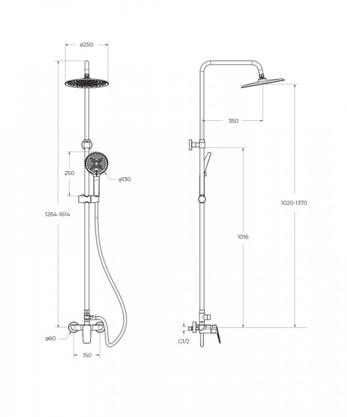 Душевая система со смесителем BelBagno Marino MARINO-DOCM-CRM монтаж настенная без термостата хром