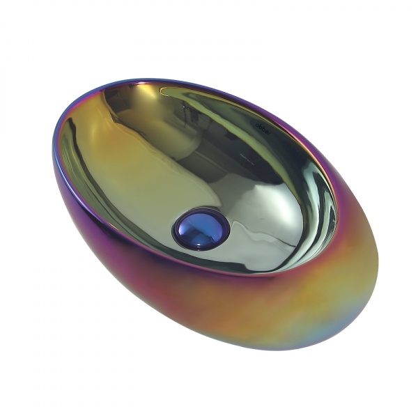 Раковина накладная овальная Abber Bequem AC2107Regen фаянс цвет хамелеон