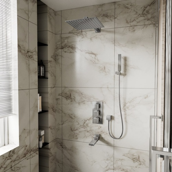 Душевая система со смесителем D&K Bayern.Liszt DA2515601A04 монтаж встраиваемая в стену с термостатом хром