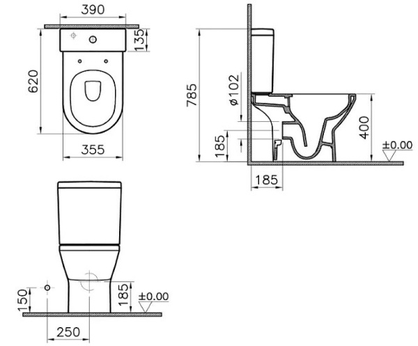 Унитаз напольный VitrA Integra Round 9833B003-7206 