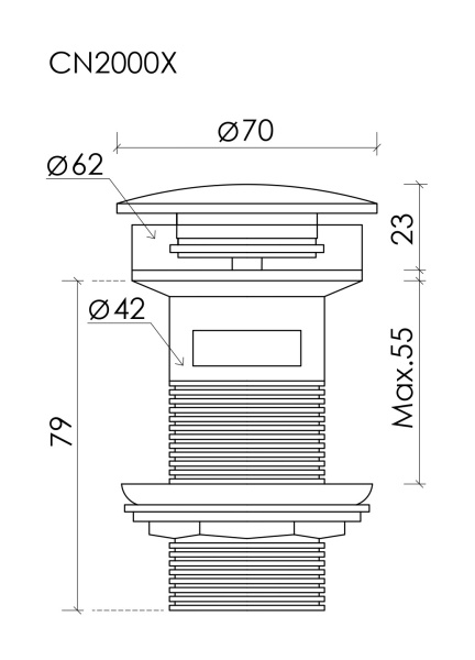 Донный клапан Ceramica Nova CN2000CHx, латунь