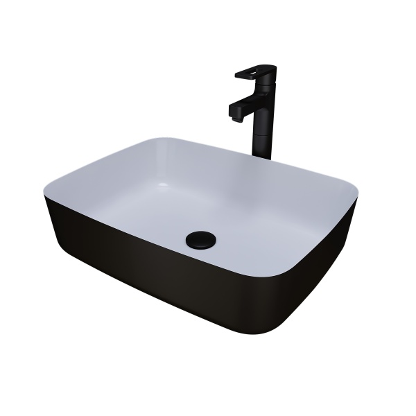 Раковина  прямоугольная Grossman Color GR-4043BW фаянс цвет черно-белый