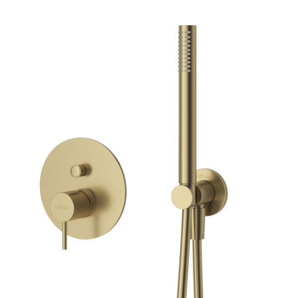 Душевая система со смесителем Cezares Leaf LEAF-DSIP-30-L-SR монтаж встраиваемая  в стену без термостата sunrise