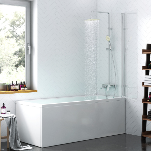 Шторка для ванны распашная  Damixa Skyline DX35WBS-D080-140MT 80 см, стекла прозрачные, профиль хром