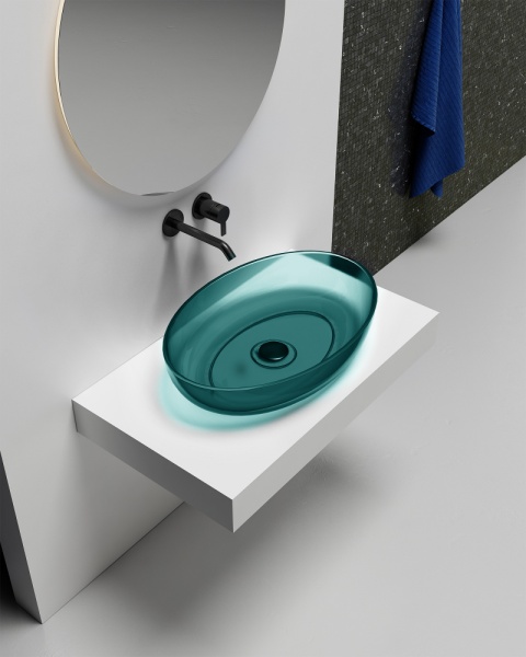 Раковина  овальная Abber Kristall AT2801Aquamarin полиэфирная смола цвет бирюзовый