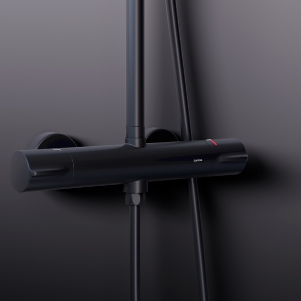 Душевая система со смесителем Damixa Scandinavian Pure 936800300 монтаж настенная с термостатом черный