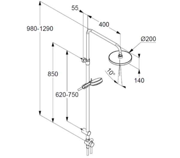 Душевая система без смесителя Kludi Dive 6808005-00 монтаж настенная  хром