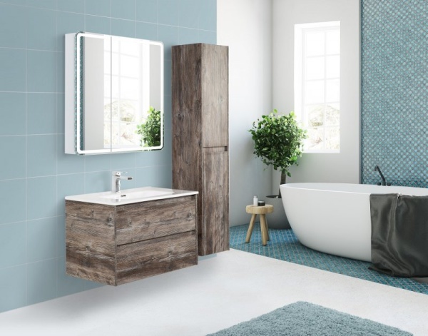 Зеркальный шкаф с подсветкой BelBagno Marino SPC-MAR-800/800-2A-LED-TCH 80 см  сенсор