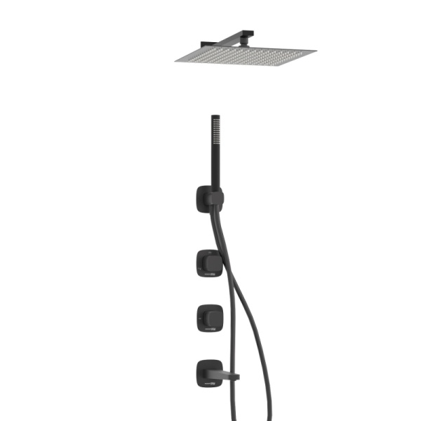 Душевая система со смесителем Wasserkraft Nuthe 9100 A9151.265.315.219.162.327.242.217 монтаж встраиваемая в стену без термостата черный