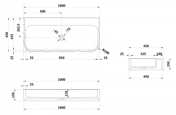 Раковина  прямоугольная Abber STEIN AS2652-1.0 искусственный камень цвет белый матовый
