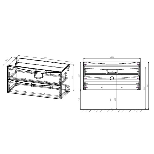 Тумба  подвесная Vincea Mia VMC-2MC100RW 100 см  2 ящика цвет R.Wood 