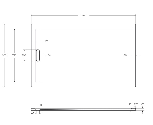Душевой поддон низкий Cezares Tray TRAY-AS-AH-150/90-30-W прямоугольный литьевой мрамор 150x80 белый матовый