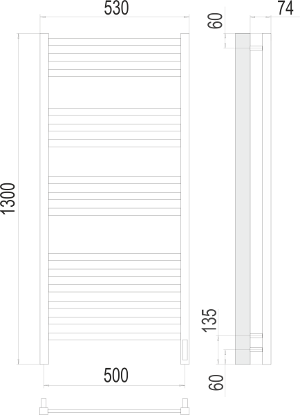 Полотенцесушитель электрический Terminus Ното П15  50x130 4670078526953 хром