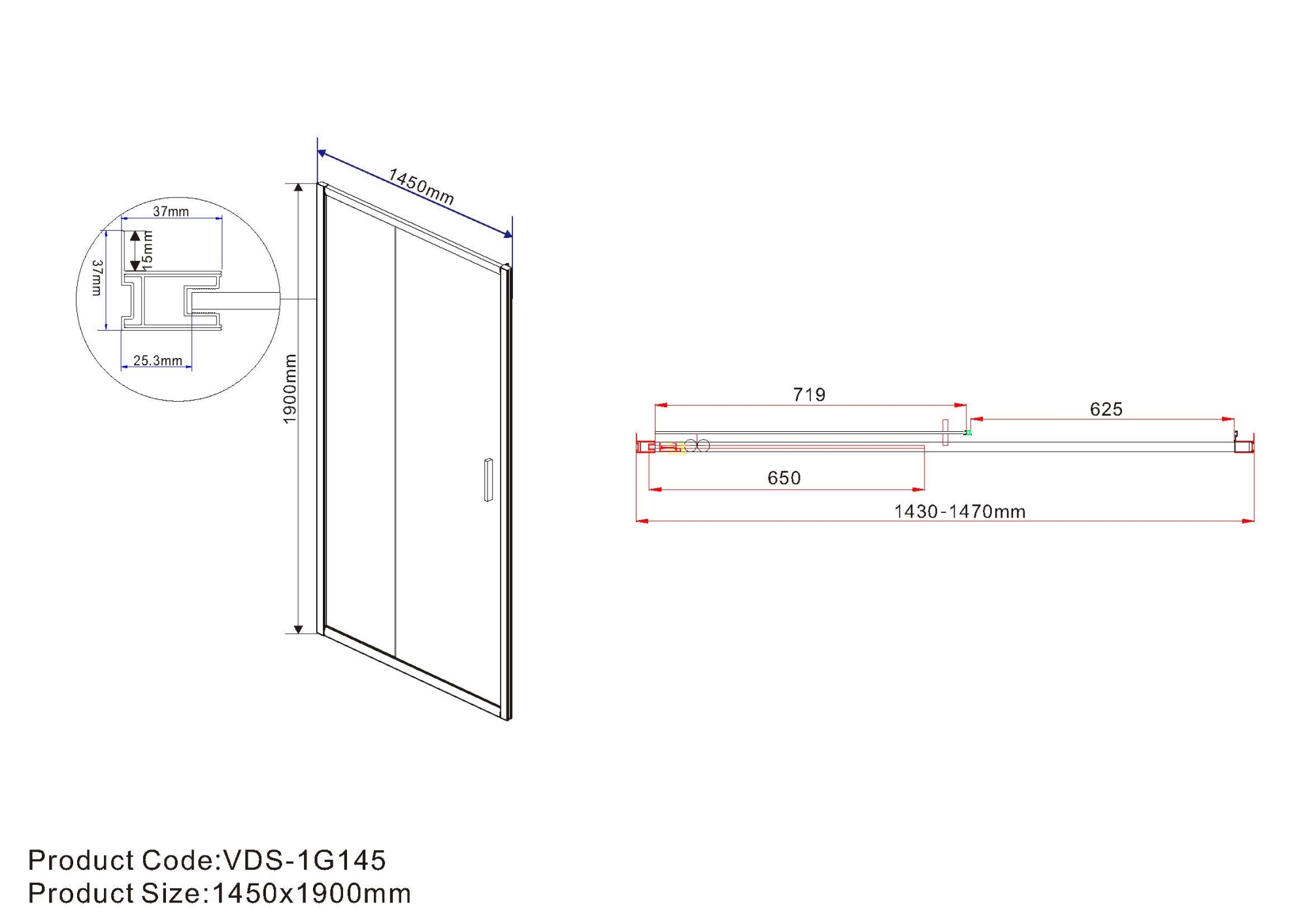 Душевая дверь Vincea Garda VDS-1G145CH 145 см стекла матовые, профиль хром