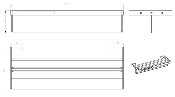 Полка для ванной Boheme Q 10947-CR-B латунь