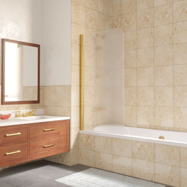 Шторка для ванны распашная  Vegas Glass EV Lux EV LUX 75 09 10 L 75 см, стекла матовые, профиль золото