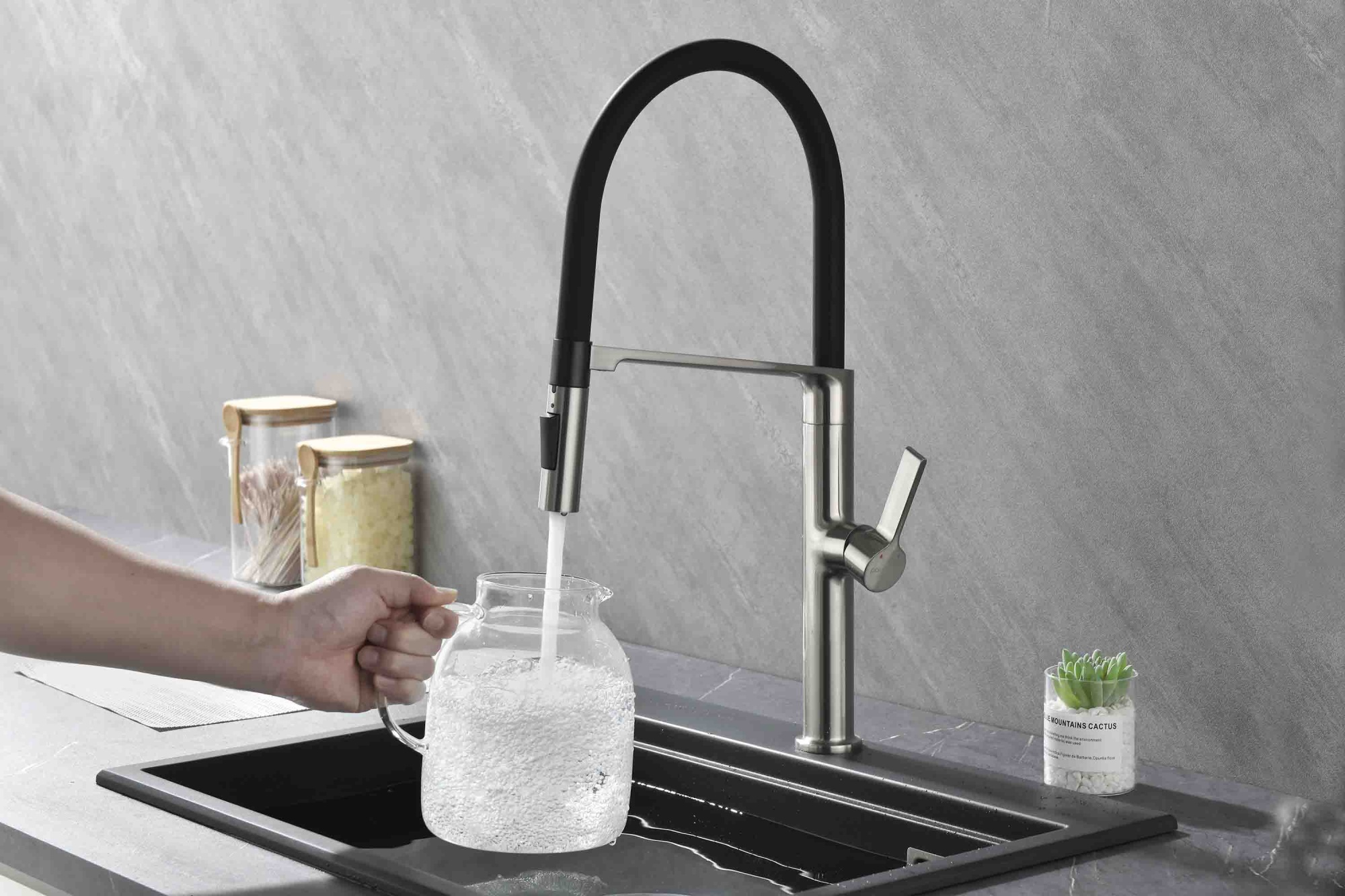 Смеситель для кухни Paulmark Barrel Ba214029-BS без подключения к фильтру нержавеющая сталь