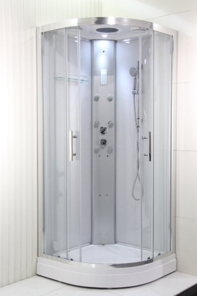 Душевая кабина с крышей Orans Basic+ SR-86150S четверть круга  90x90 стекла прозрачные, профиль белый