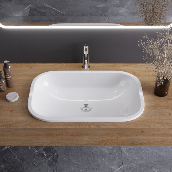 Раковина встраиваемая сверху овальная Cezares  CZR-ARE-60-LVB фаянс цвет белый