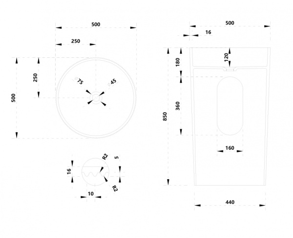 Раковина  круглая Abber STEIN AS2501-H искусственный камень цвет белый матовый